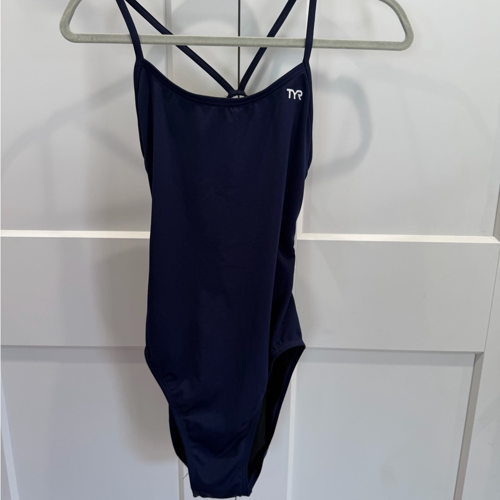 TYR Size 32 Dark Blue One Piece Swimsuit